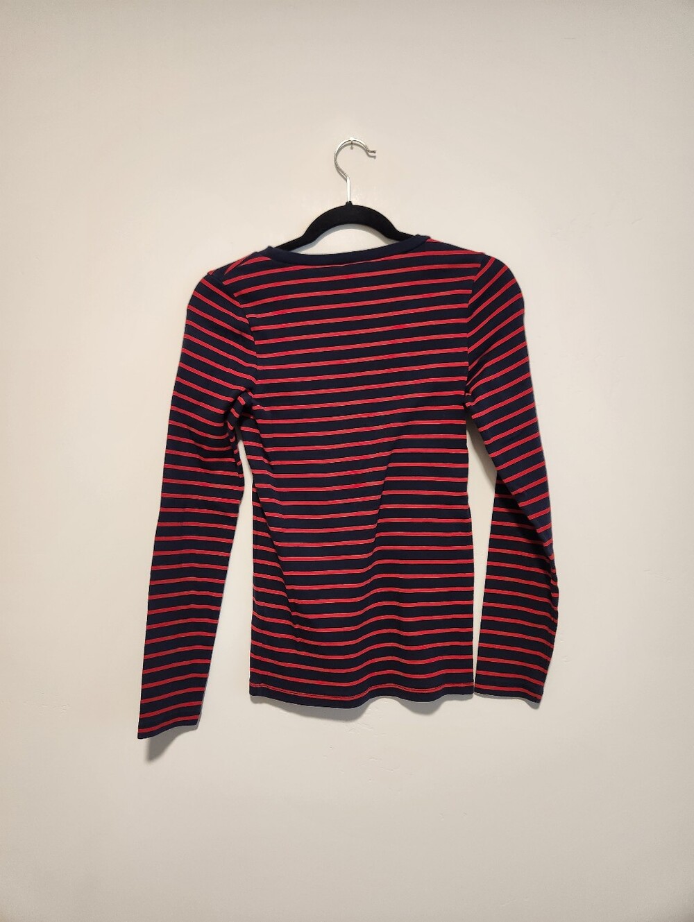 J crew Perfect-Fit Long Sleeve Crewneck T-shirt In Porto Stripe Navy Cand Size M - Picture 4 of 7